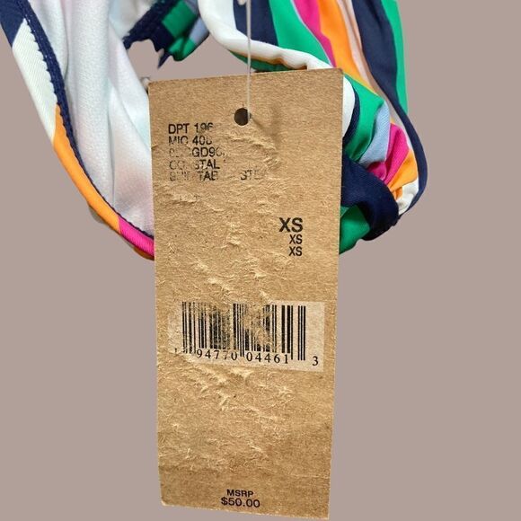 NWT Cremieux Rainbow Striped Ruched Sides Bikini Bottom - Picture 7 of 10